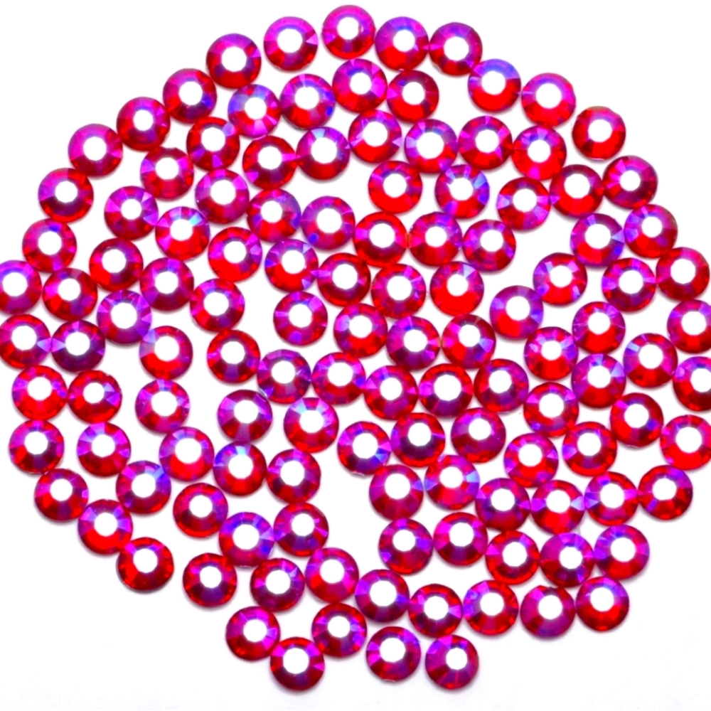 3000 Pieces Hot Fix Glass Flatback Rhinestones Round Crystal Gems Red AB SS10